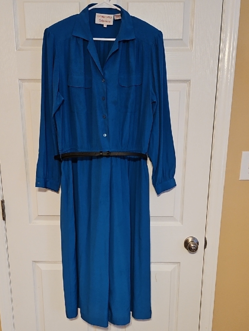 Vintage Andrea Gayle Collections Button-Front Long Sleeve Shirt Dress